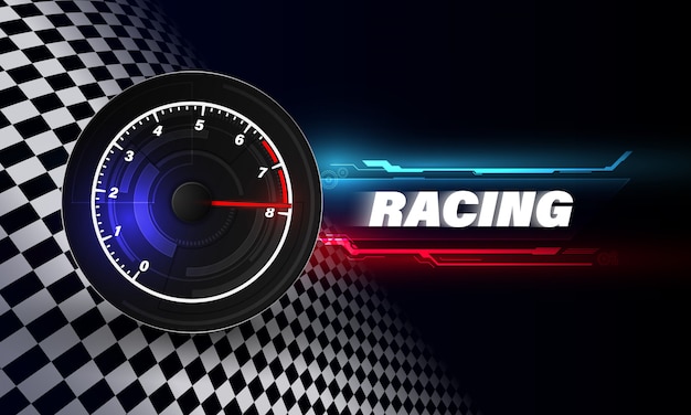 Vector speed motion background with fast speedometer car. racing velocity background.