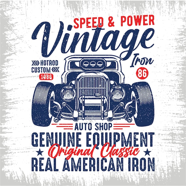 Vector speed power vintage iron hotrod custom 1986 auto shop genuine equipment original classic real americ