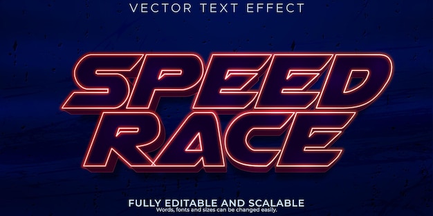 Vector speed race text effect editable fast and sport text style