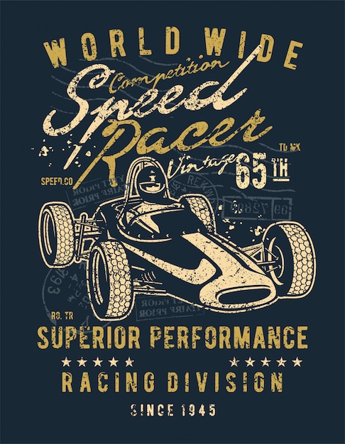 Vettore speed racer vintage design illustrazione