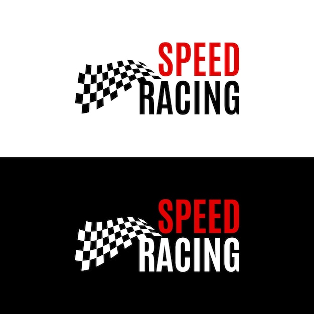 Speed racing motocross silhouette race vlag logo vector ontwerp sjabloon