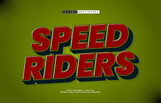 スピードライダー - レースとスピードのテキストスタイルで編集可能なテキスト効果