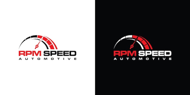 Design del logo di velocità rpm per modello di azienda automobilistica