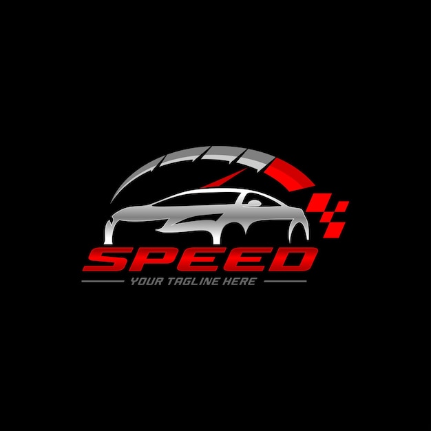 Speed rpm logo design for automotive Premium Vector