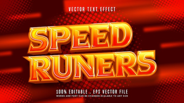 Speed runers 3d редактируемый стиль шрифта с текстовым эффектом