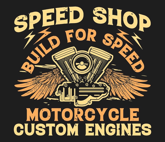 Speed shop bouwen voor speed motorfiets op maat motoren motorfiets Tshirt ontwerp sjabloon