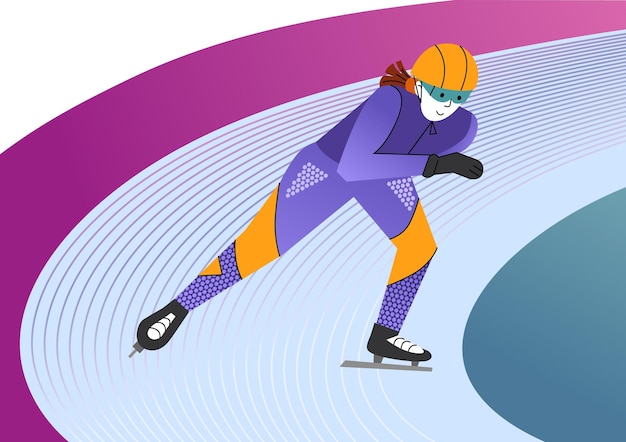 Vector speed skating female skate illustration for a landing page