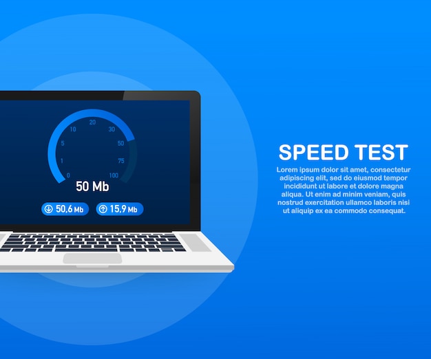ラップトップの速度テスト。スピードメーターインターネット速度50 mb。ウェブサイトの読み込み時間。