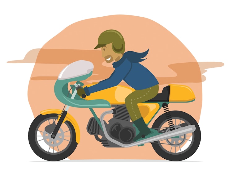 वेक्टर speeding classic motorcycle rider