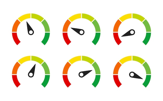 Speedometer or customer indicators of satisfaction. vector isolated illustration elements. rating satisfaction concept. credit rating indicator.stock vector. eps 10