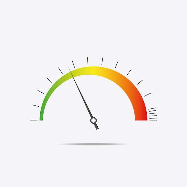 Vector speedometer icon. color infographics, speed dial. vector illustration.