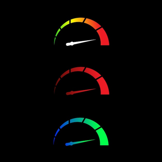 Speedometer icon set logo template gradient color. Speed meter. Temperature scale icon