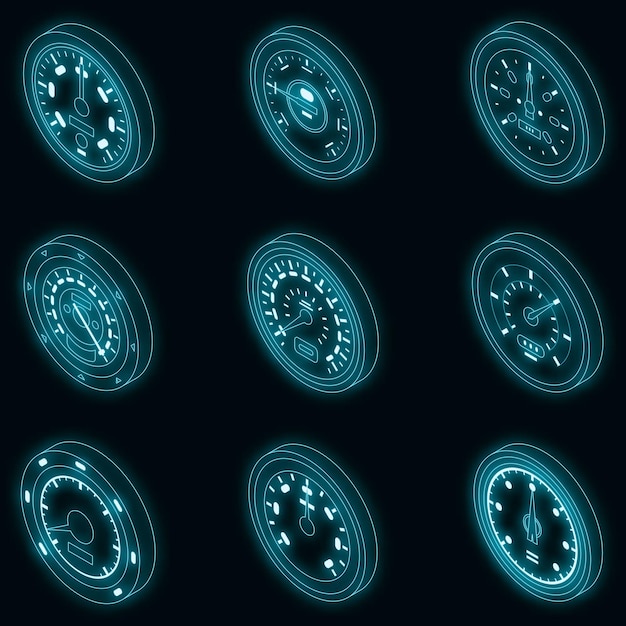 Значки спидометра задают векторный неон