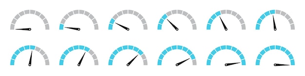 ベクトル スカイブルー色のスピードメーターのインフォグラフィックススピードメーターの読み込みと進行状況のコレクション
