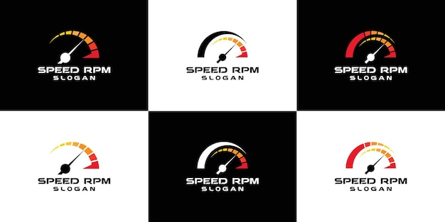 Vector speedometer rpm logo collection