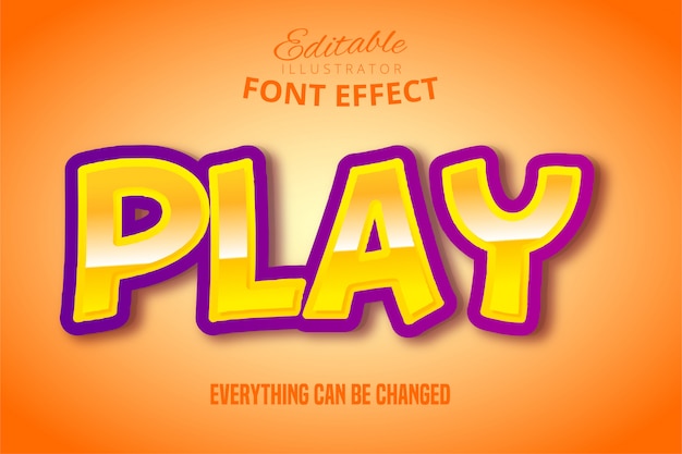 Vector speel tekst, 3d-paars en geel bewerkbaar lettertype-effect