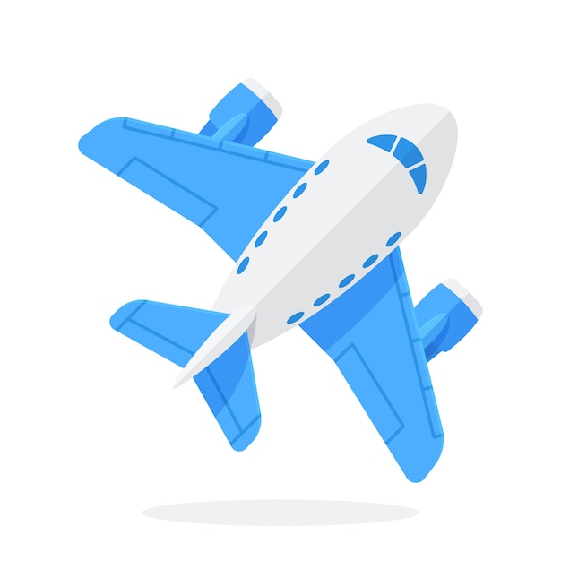 Speelgoed blauw vliegtuig in bovenaanzicht reizen met het vliegtuig vectorillustratie