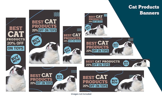 Speelgoed dierenvoer en producten voor huisdieren winkel voor katten honden cavia's website banners google ads post