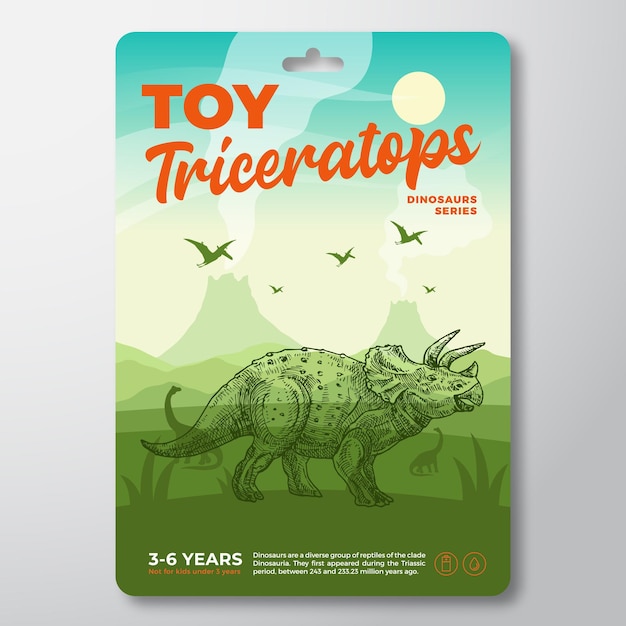 Vector speelgoed dinosaurus label sjabloon abstracte vector verpakking ontwerp lay-out moderne typografie