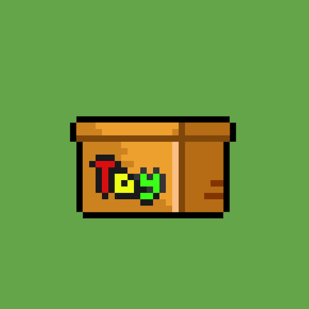 speelgoeddoos met pixelart-stijl