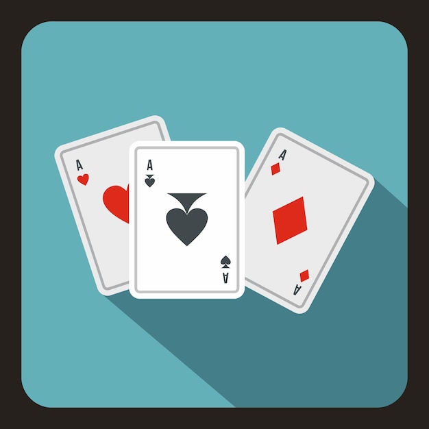Speelkaarten pictogram in vlakke stijl met lange schaduw Spel symbool vectorillustratie