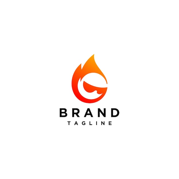 Speels fire head icon logo design het karakter is de letter g met een laaiend vuur