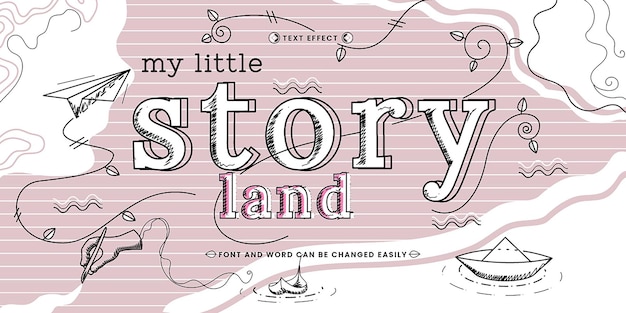 Vector speels roze teksteffect breng je verhaal tot leven met my little story land