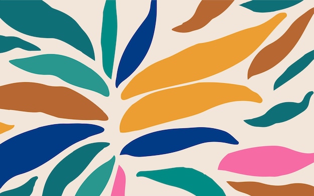 Speelse en kleurrijke abstracte botanische poster met bladeren vectorillustratie