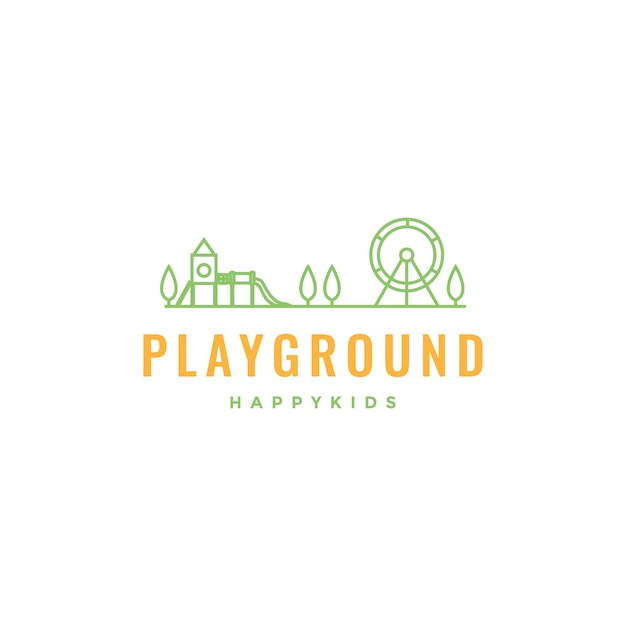 Vector speeltuin tuinpark minimaal kleurrijk logo-ontwerp