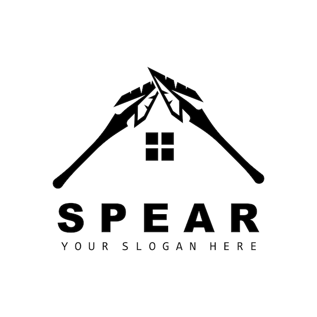 Speer Logo Hunting Gear Design Pijl Oorlog Wapen Product Merk Vector