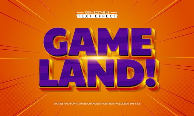 spel land bewerkbare tekst effect met een spel en spel tekst stijl