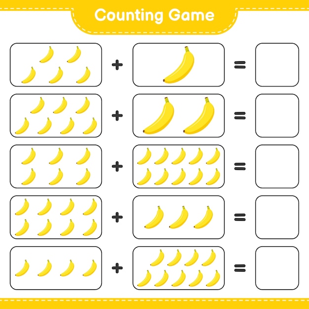 Spel tellen, tel het aantal bananen en schrijf het resultaat.