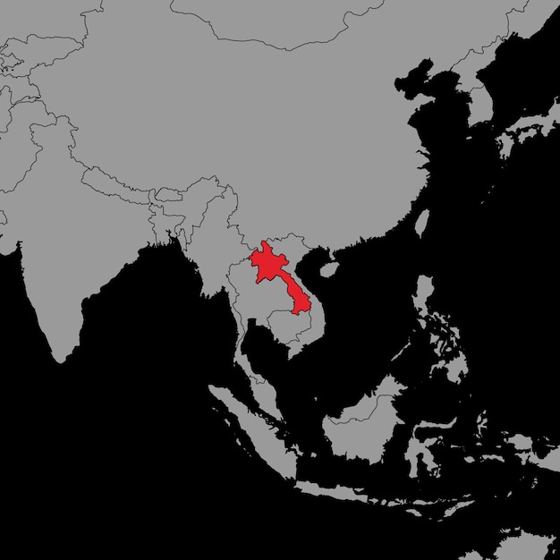 Speldkaart met de vlag van Laos op wereldkaart Vectorillustratie