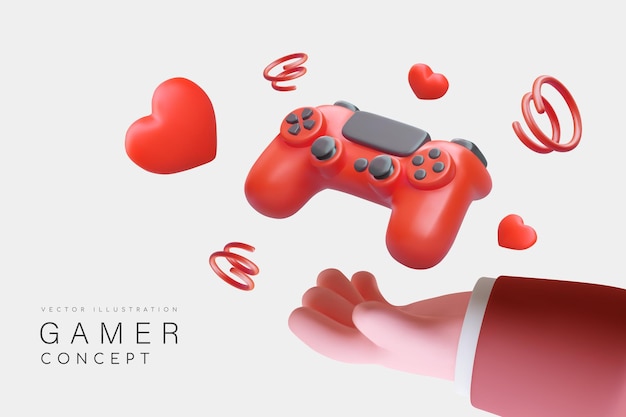 Vector speler gamer concept liefde voor computerspellen favoriete hobby