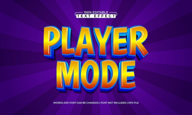 speler modus bewerkbare tekst effect met een gaming en play tekst stijl