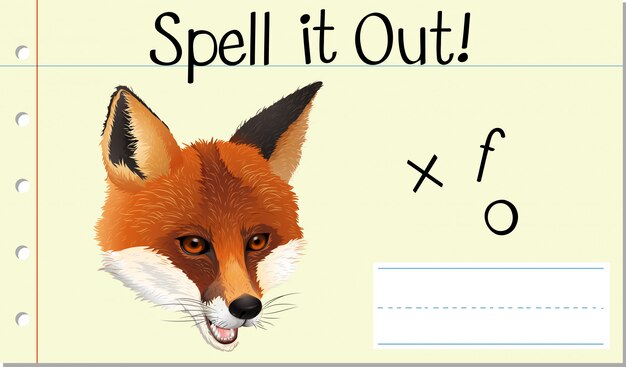 Vector spell engels woord fox