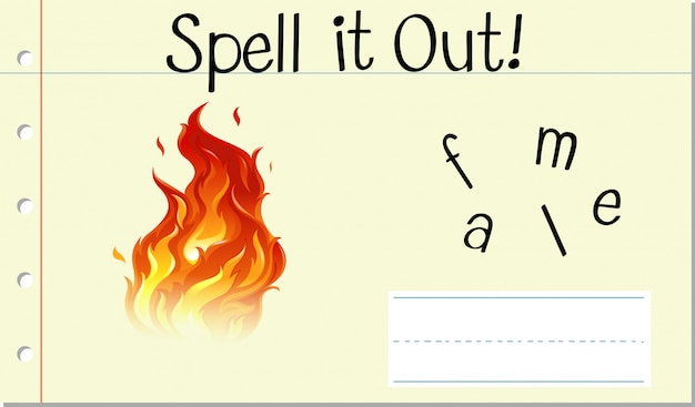 Vector spell english word flame