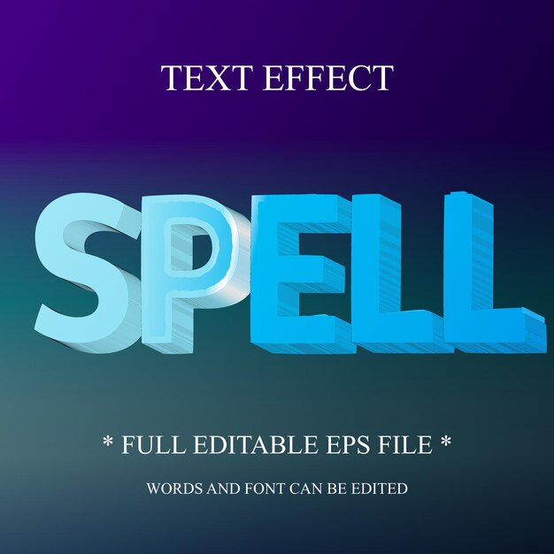 Spell magic text effect, editable cartoon and kids text style