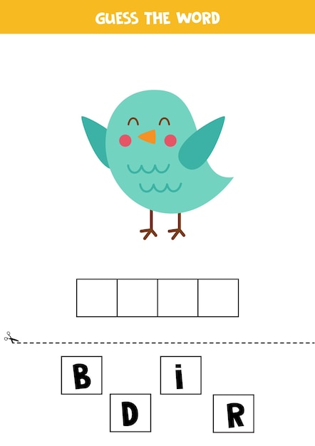 Spell the word Vector illustration of cute bird Spelling game for kids