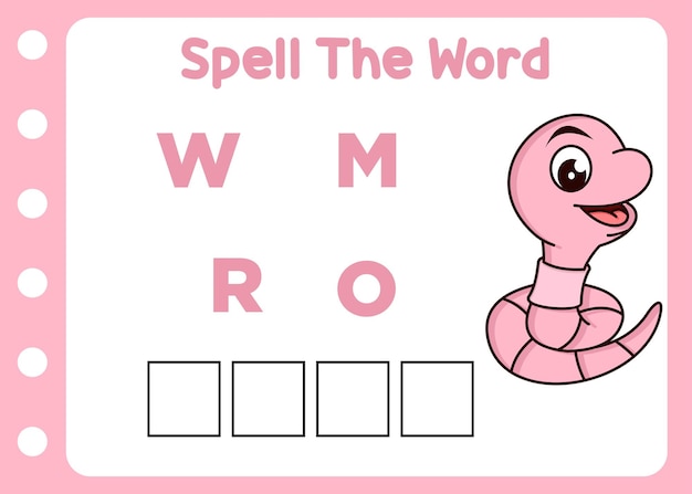 Spell the word of worm cartoon