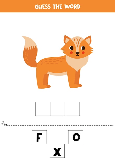 Орфографическая игра для детей дошкольного возраста милый мультяшный лис