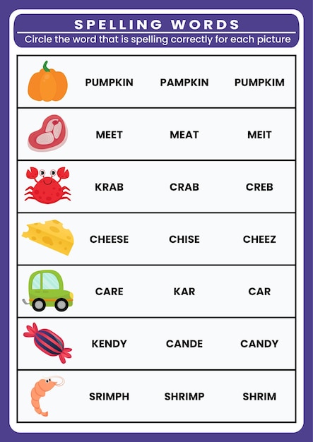 Spelling word worksheets for 2nd grade