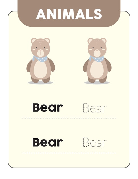 Vector spelling words animals bear