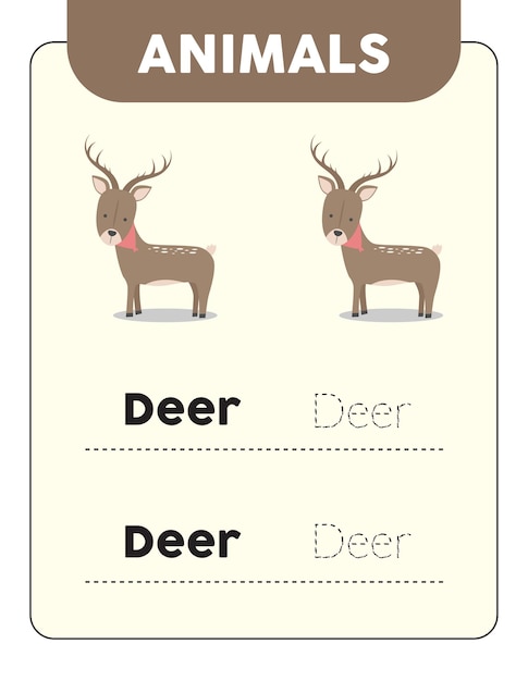 Spelling words animals deer