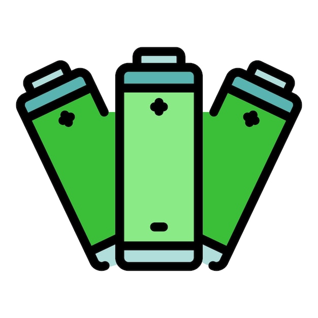 Vector spent batteries icon outline spent batteries vector icon color flat isolated