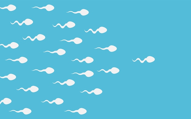 The sperm cell leader Active sperm cells swim to the egg Background of moving sperm Vector illustration