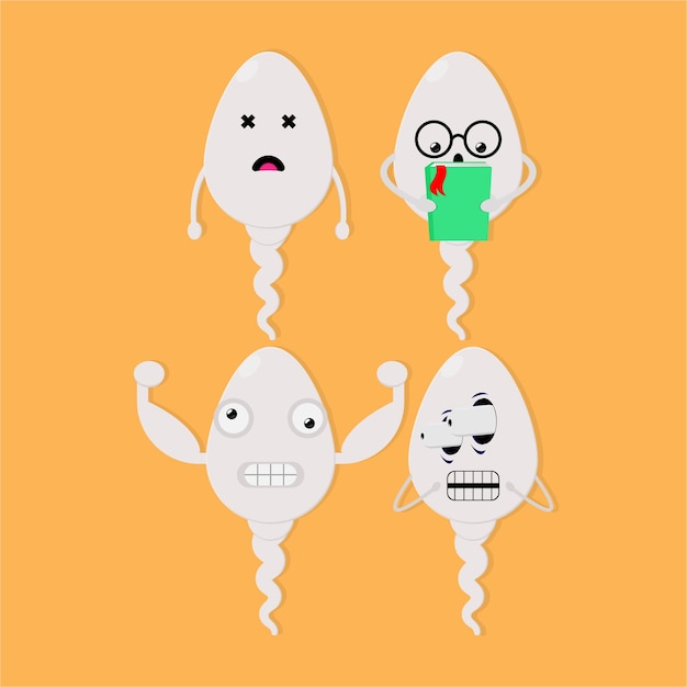 sperm character vector illustration in various styles.