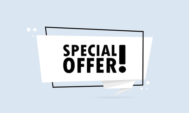 Vector spesial offer. origami style speech bubble banner. poster with text spesial offer. sticker design template. vector eps 10. isolated on background