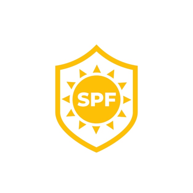 방패와 태양이 있는 SPF UV 보호 아이콘