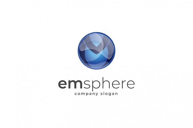 sphere blue letter m 3d logo template
